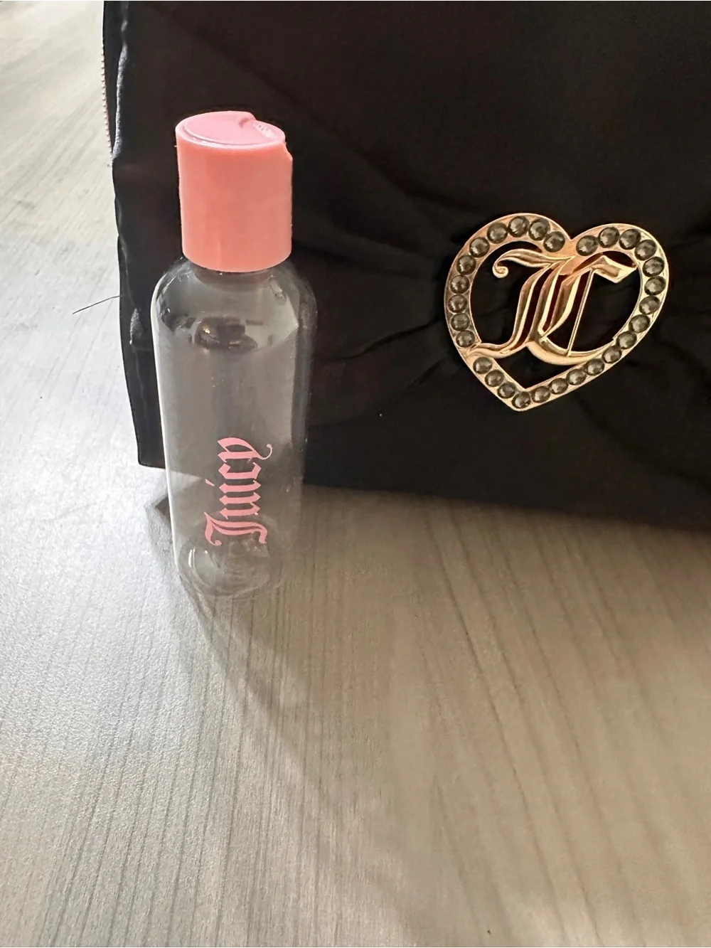 Juicy Couture Black Heart Logo Bow Cosmetic Pouch